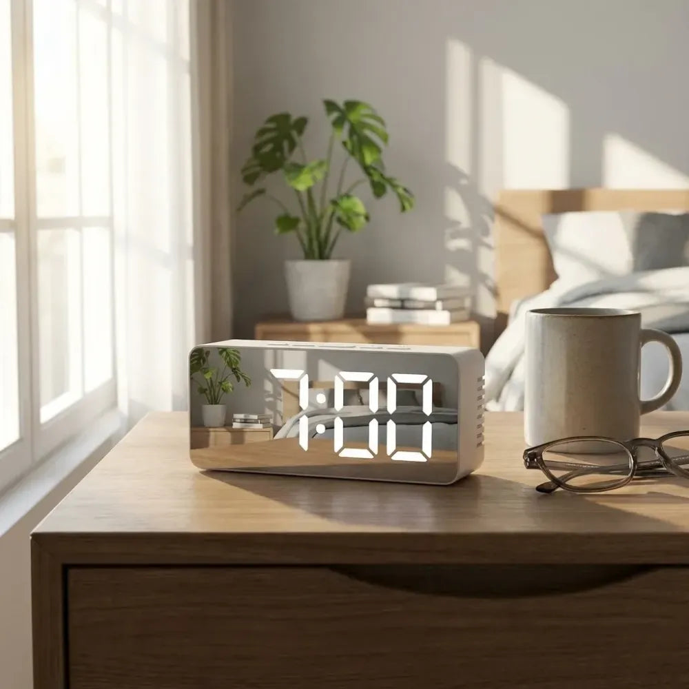 Smart led mirror alarm clock
