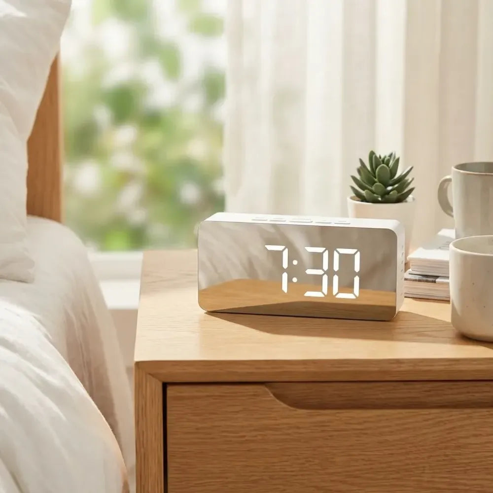 Smart led mirror alarm clock