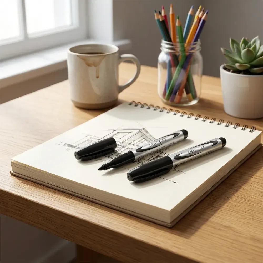 Smooth black marker set - office