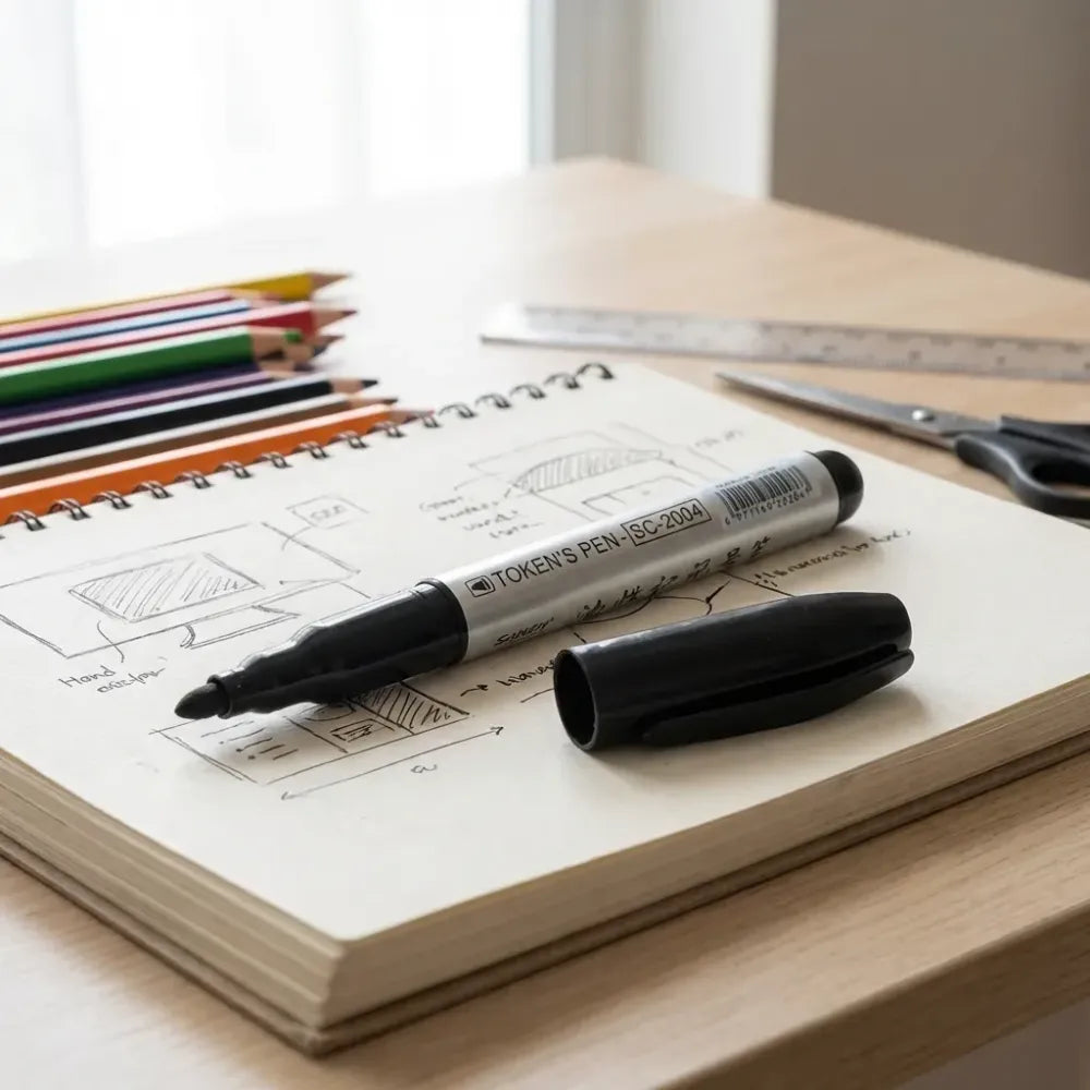 Smooth black marker set - office