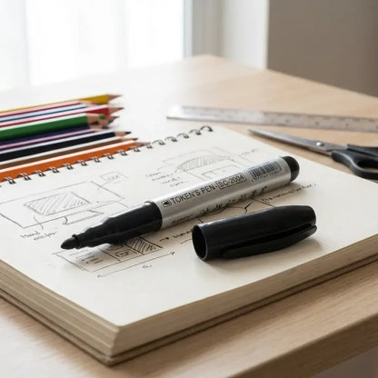 Smooth black marker set - office