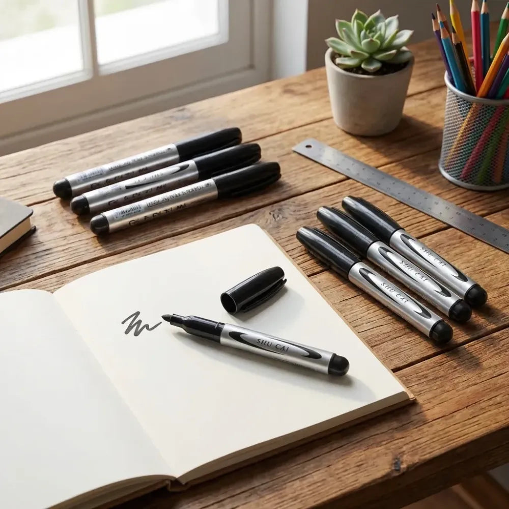 Smooth black marker set - office