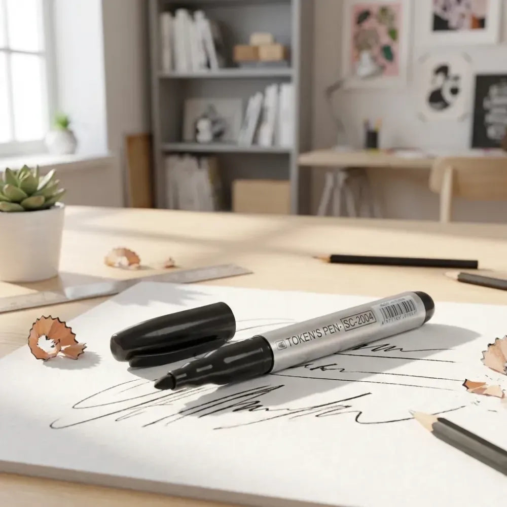 Smooth black marker set - office