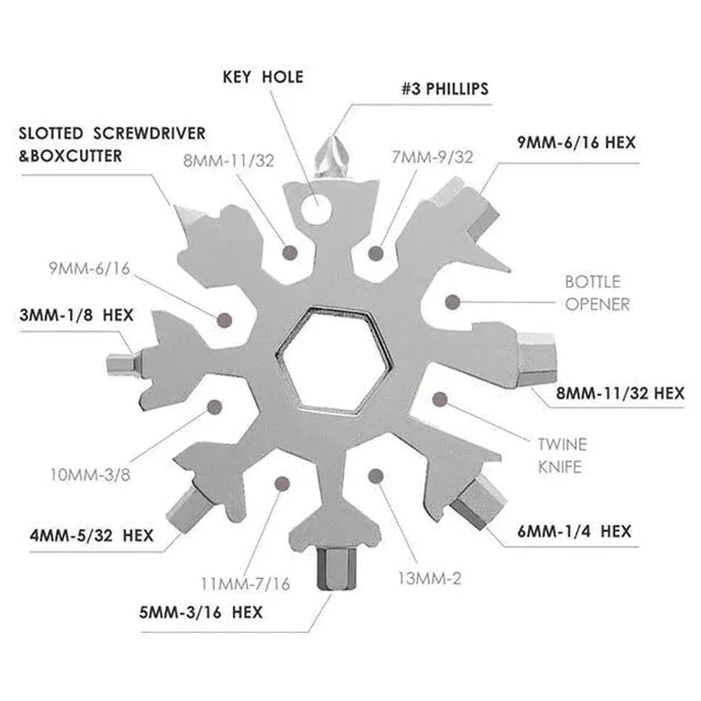 Snowflake multi-tool bottle opener - hardware