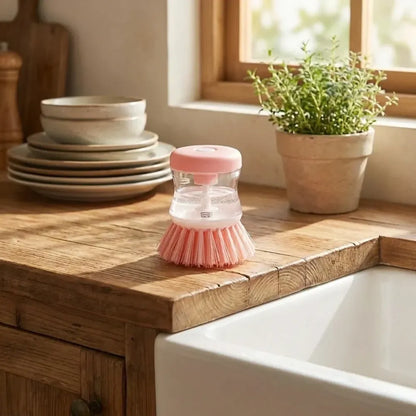 Soap-dispensing scrub brush - kitchen tool