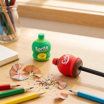 Soda bottle sharpener-eraser set - office