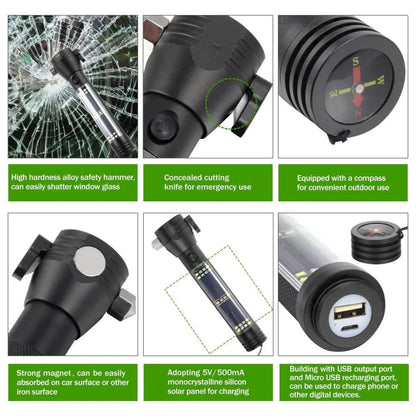 Solar-powered emergency flashlight