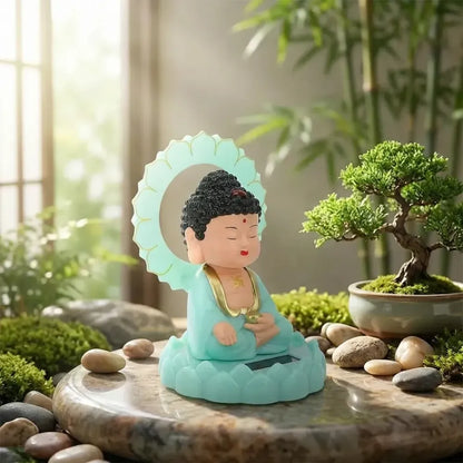 Solar-powered moving buddha statue - home decor