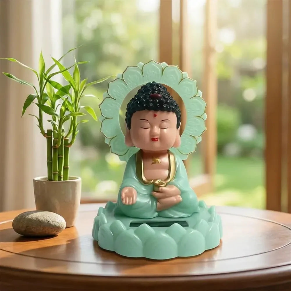 Solar-powered moving buddha statue - home decor