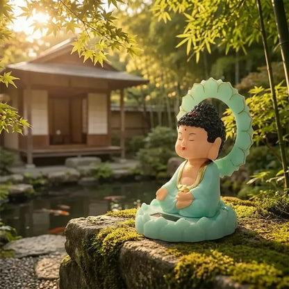 Solar-powered moving buddha statue - home decor