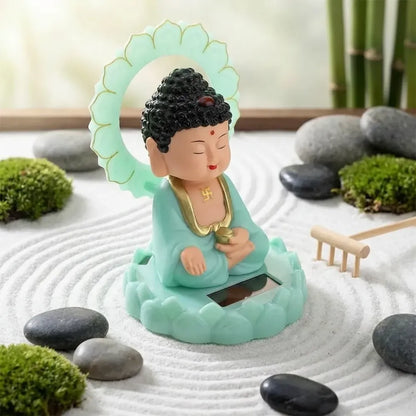 Solar-powered moving buddha statue - home decor