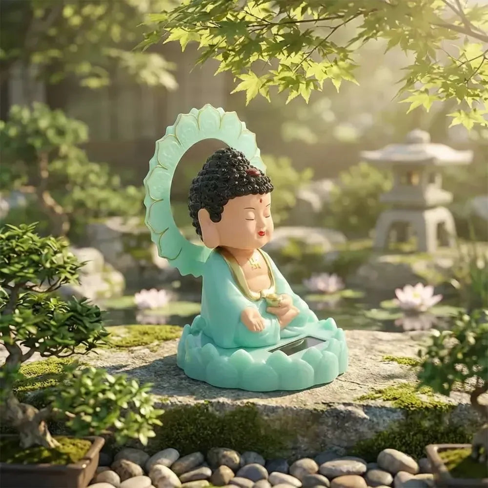 Solar-powered moving buddha statue - home decor