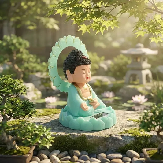 Solar-powered moving buddha statue - home decor