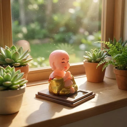 Solar-powered nodding buddha ornament - automotive