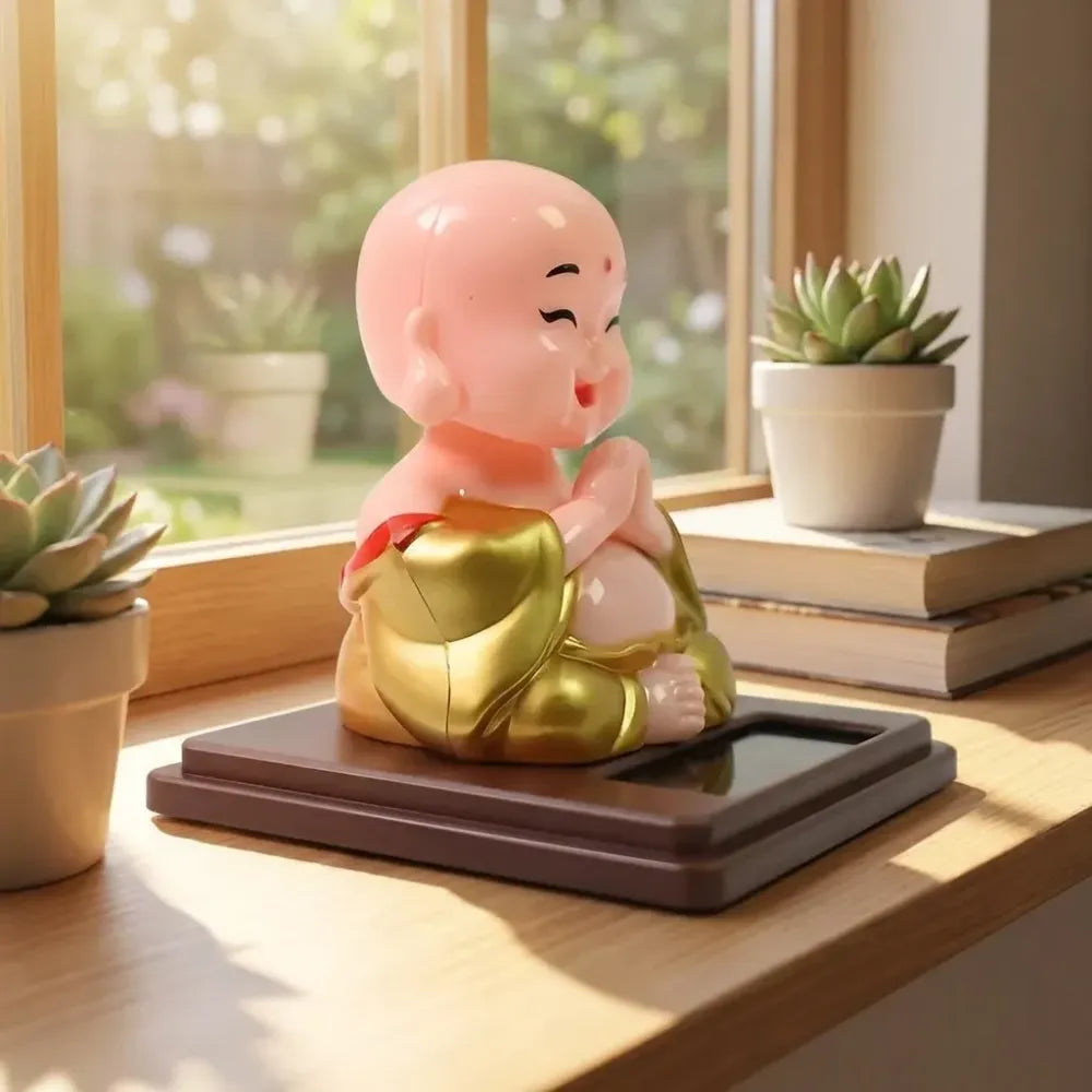 Solar-powered nodding buddha ornament - automotive