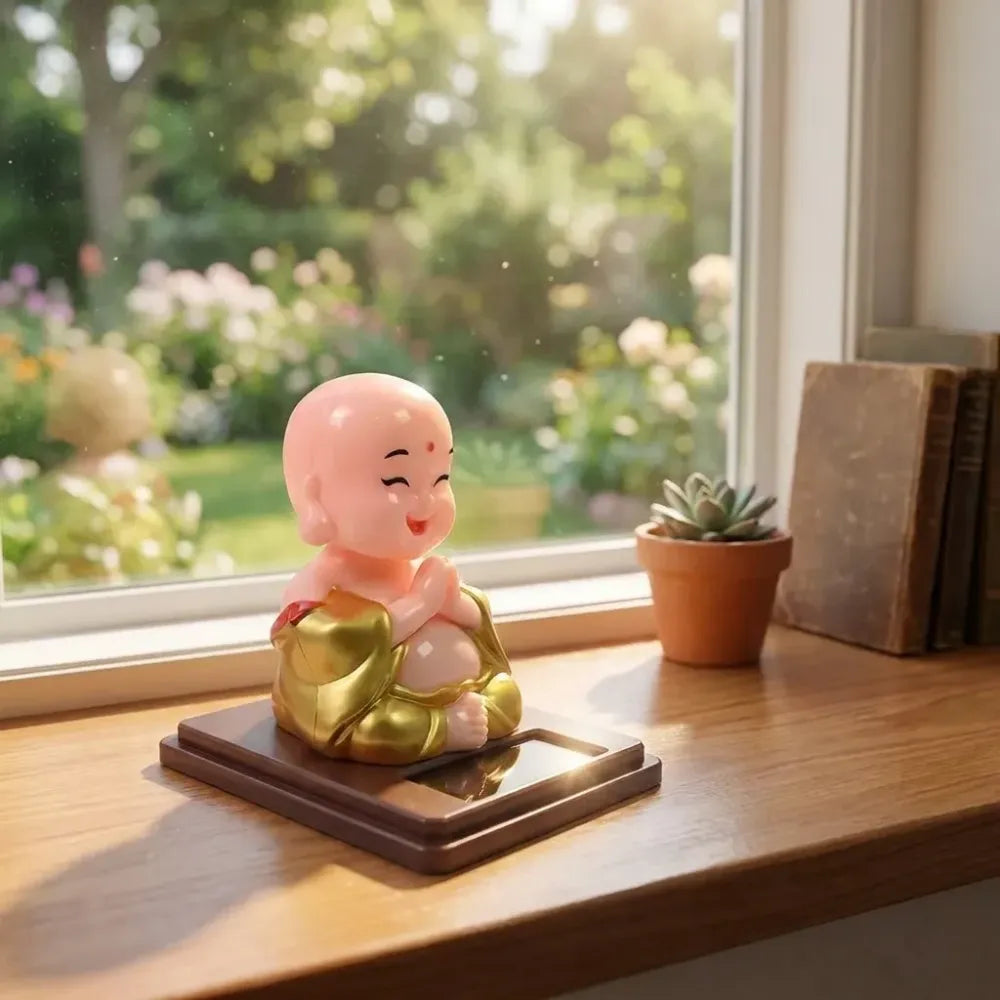 Solar-powered nodding buddha ornament - automotive