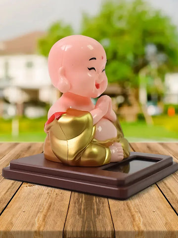 Solar-Powered Nodding Buddha Ornament