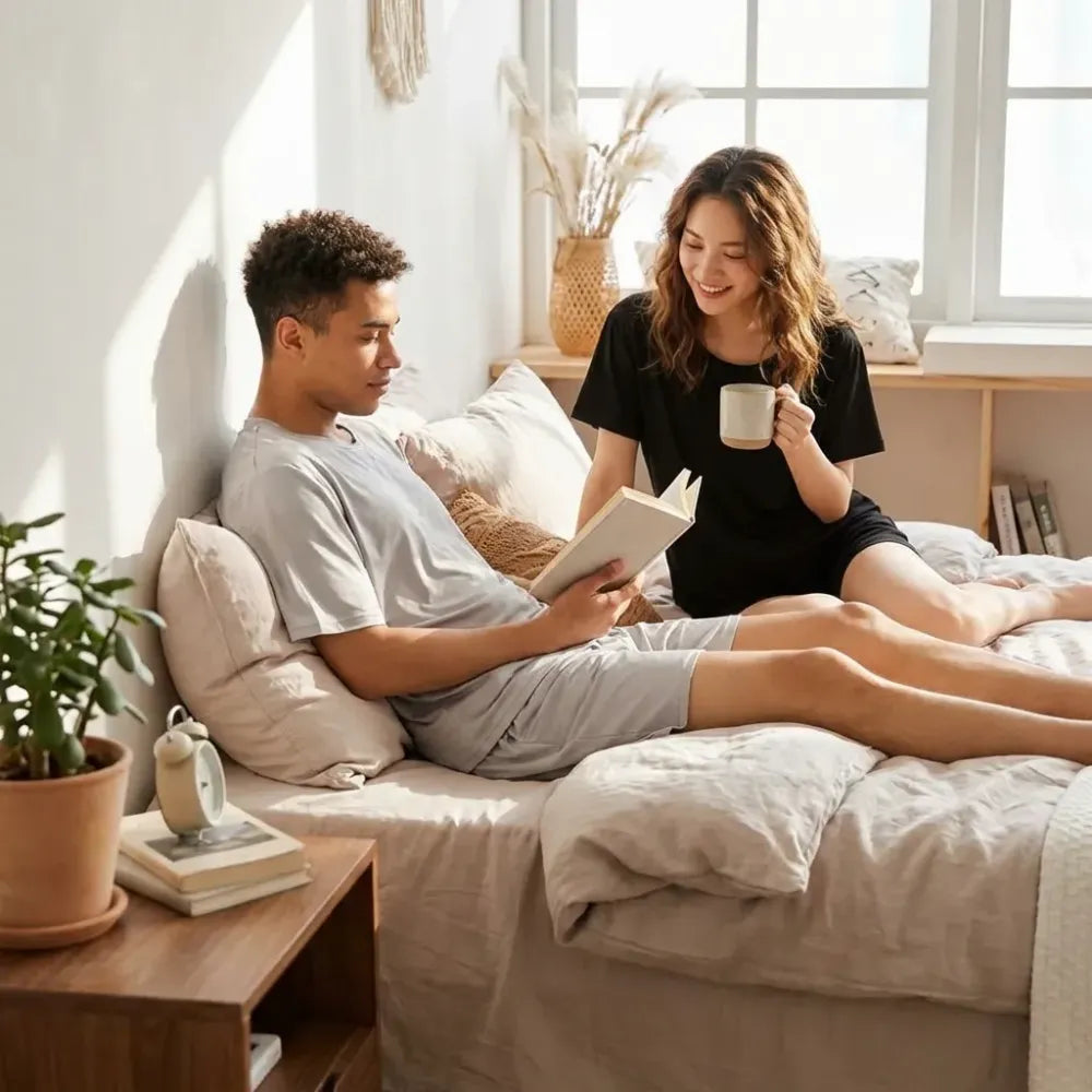Solid couple t-shirt & shorts set
