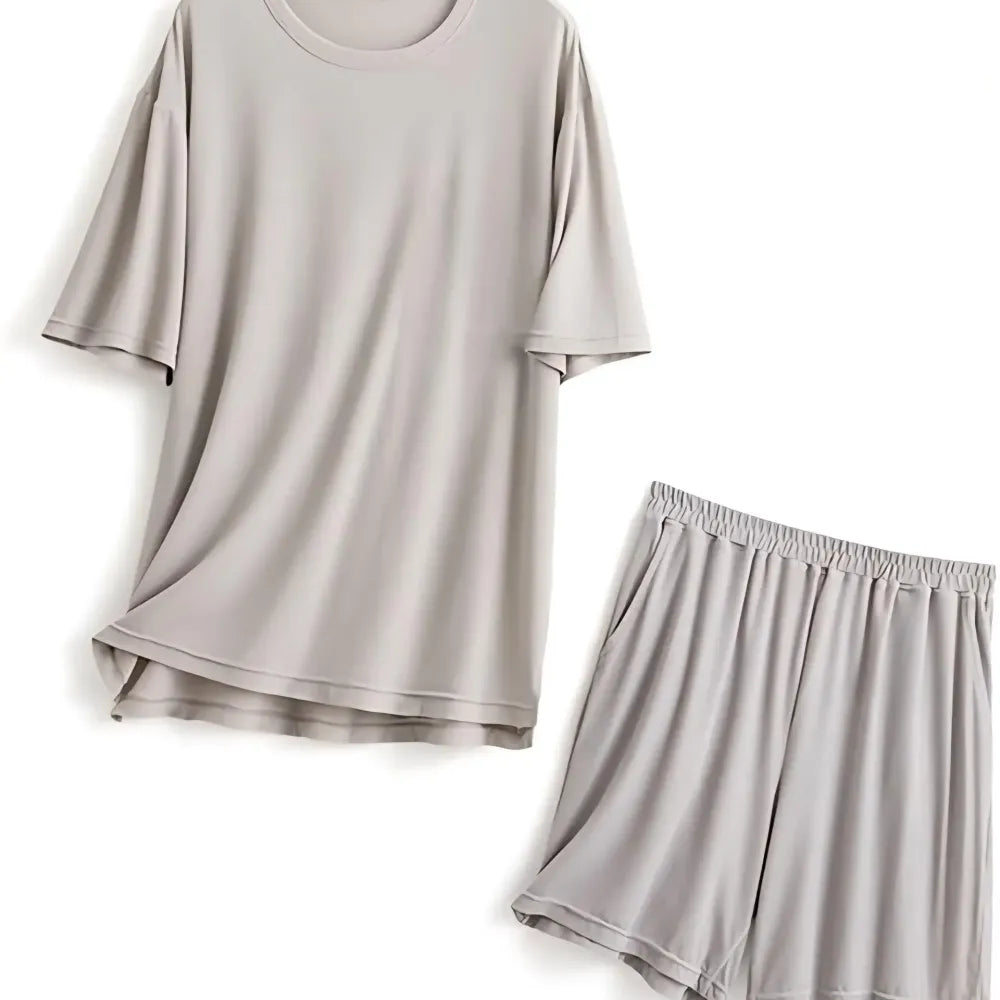Solid couple t-shirt & shorts set