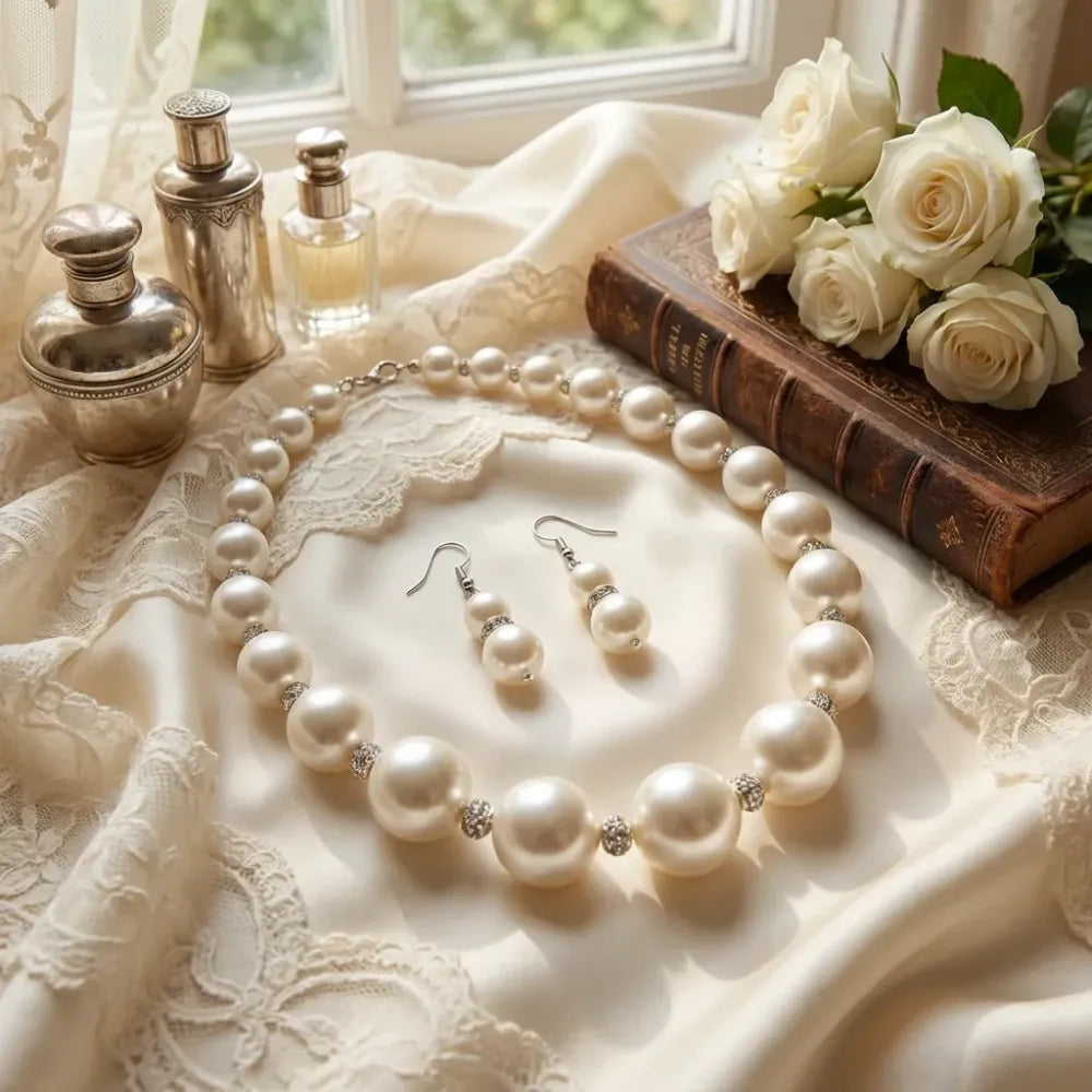 Sondarya faux pearl necklace set – 2 pcs