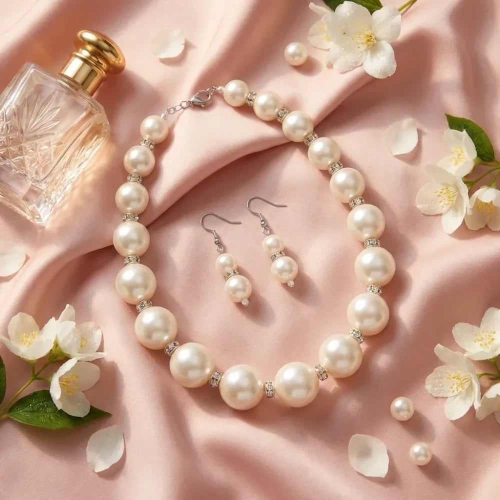 Sondarya faux pearl necklace set – 2 pcs