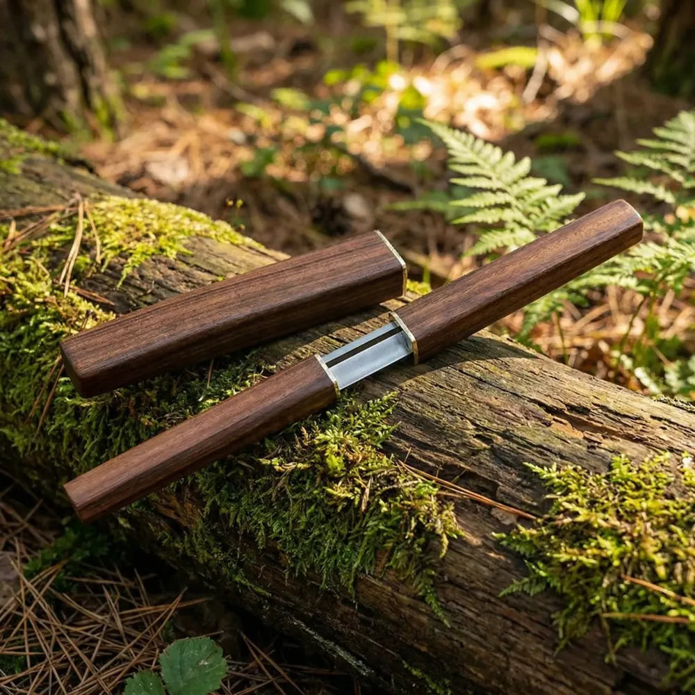 Space-saving wooden knife set - brown - home essentials