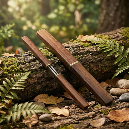 Space-saving wooden knife set - brown - home essentials