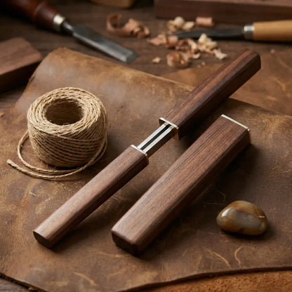 Space-saving wooden knife set - brown - home essentials