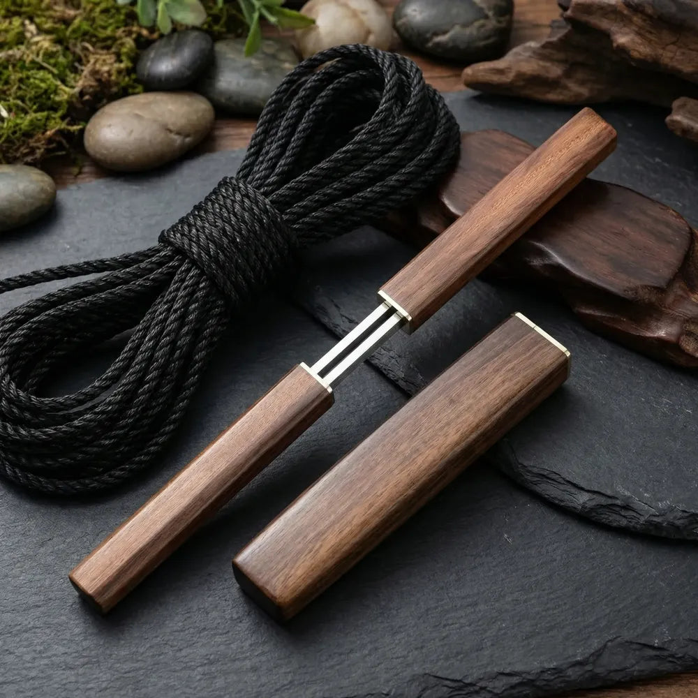 Space-saving wooden knife set - brown - home essentials
