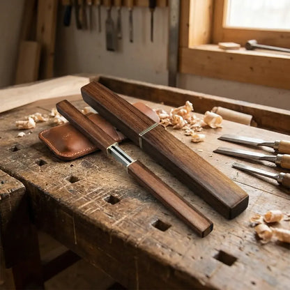 Space-saving wooden knife set - brown - home essentials