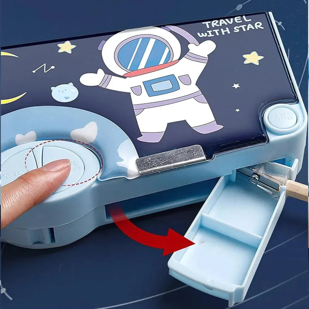 Space-themed magnetic pencil box - home decor