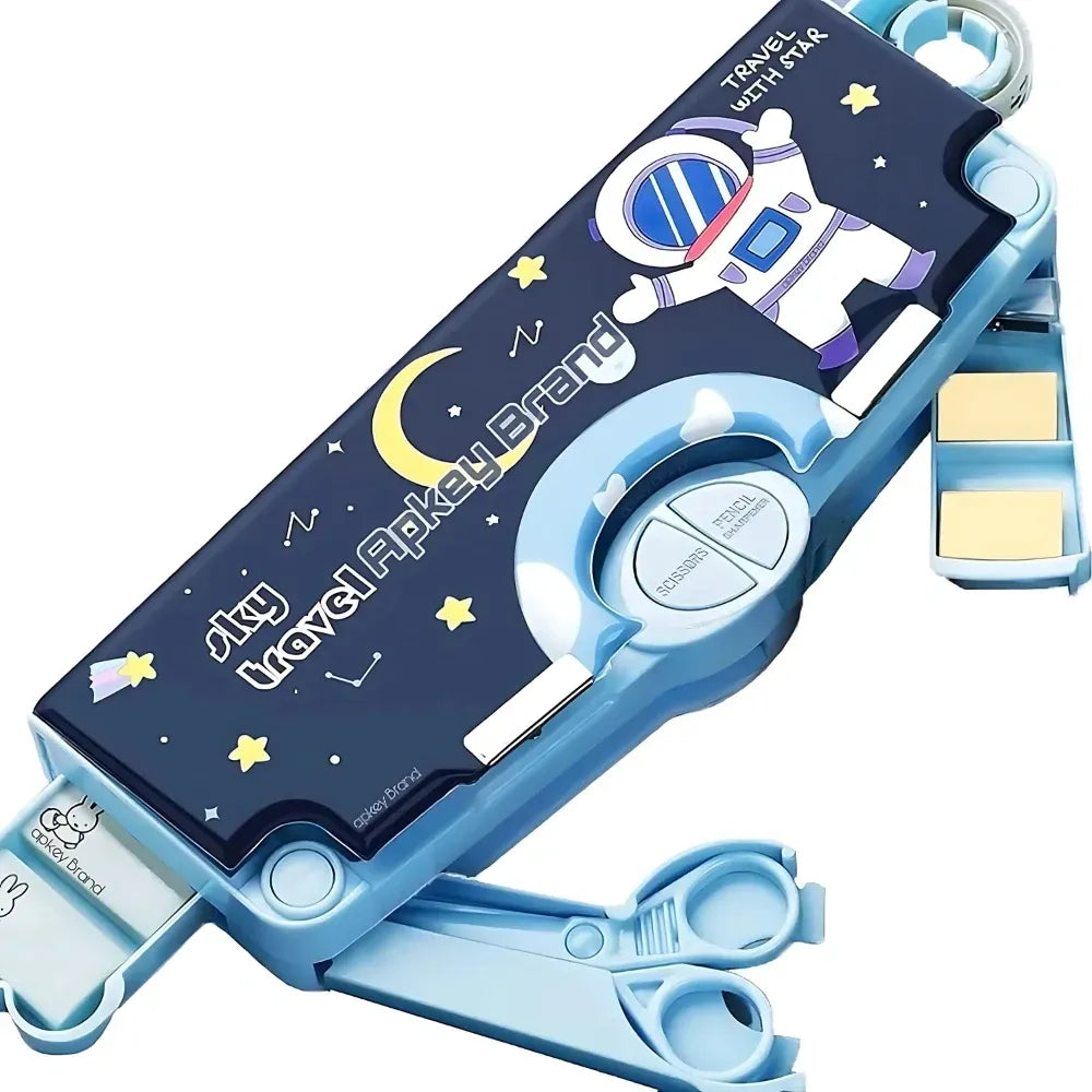 Space-themed magnetic pencil box - home decor