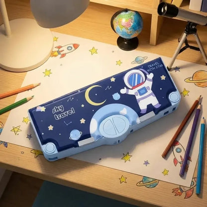 Space-themed magnetic pencil box - home decor