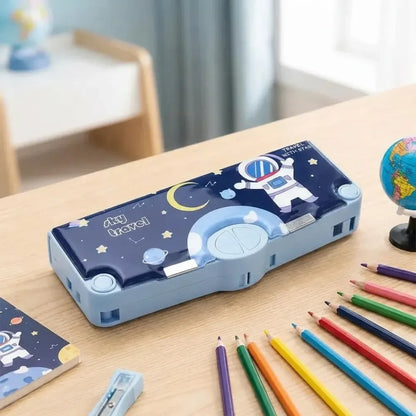 Space-themed magnetic pencil box - home decor