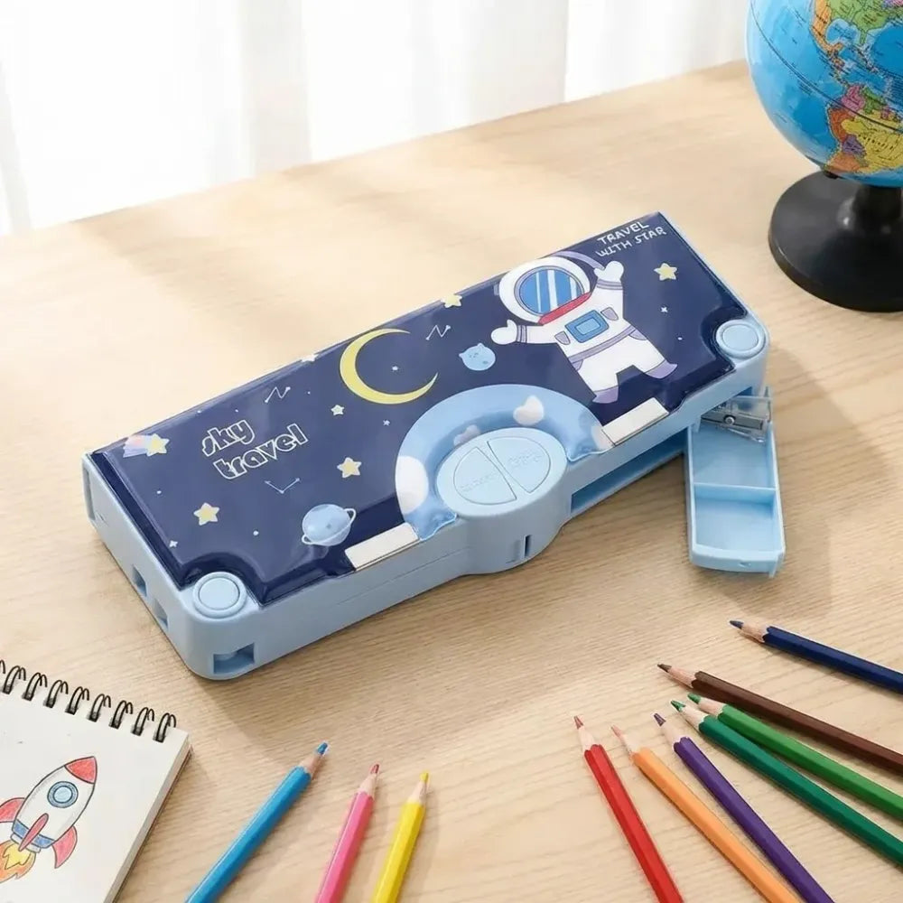 Space-themed magnetic pencil box - home decor