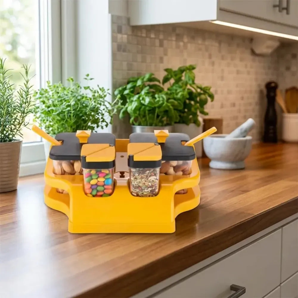 Spice jar set with tray - home & kitchen