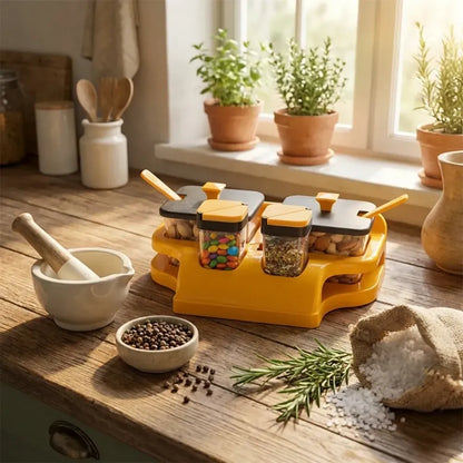 Spice jar set with tray - home & kitchen