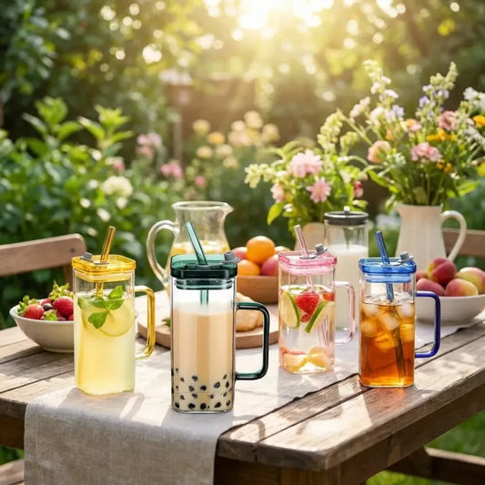 Square glass drink cup - home essentials