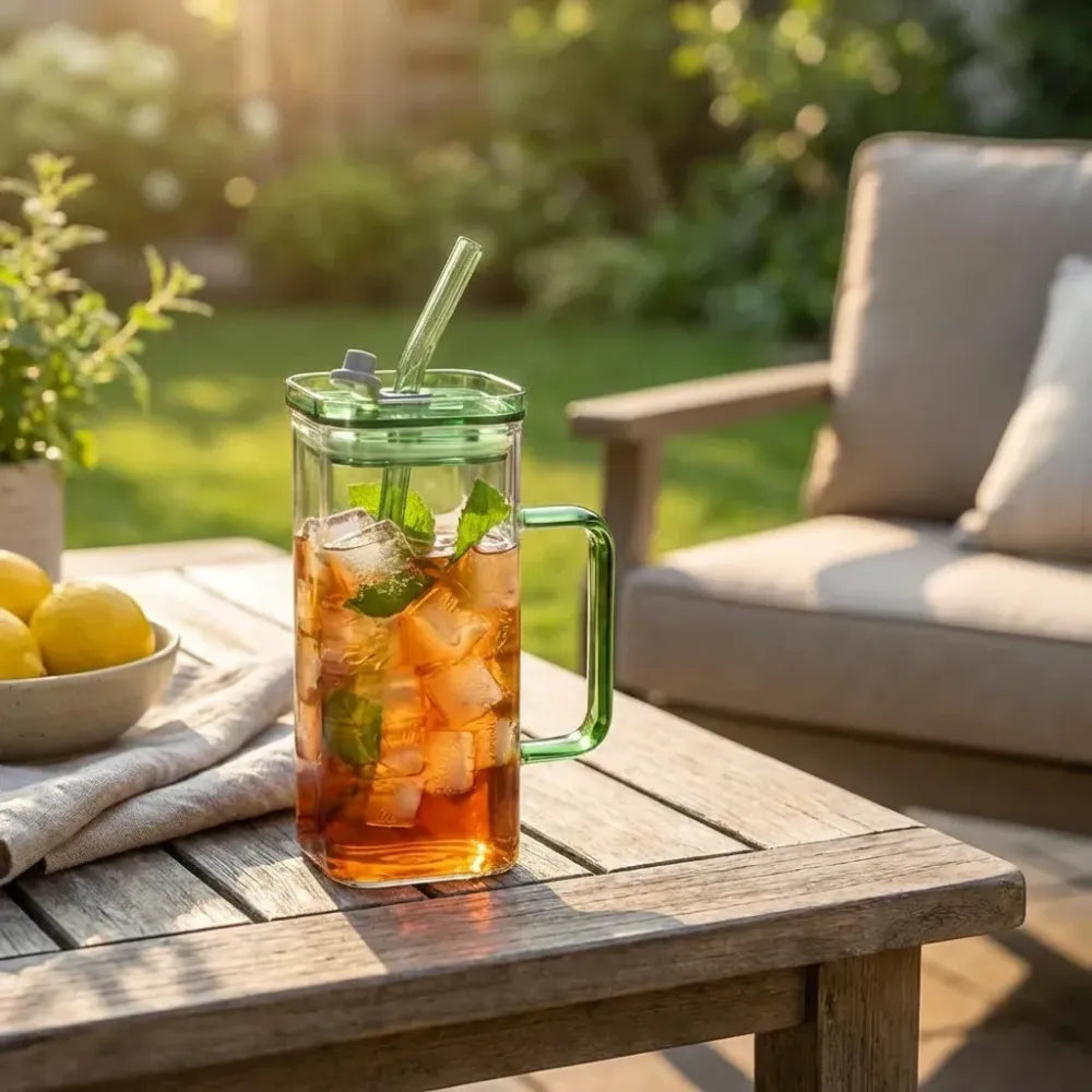 Square glass drink cup - home essentials