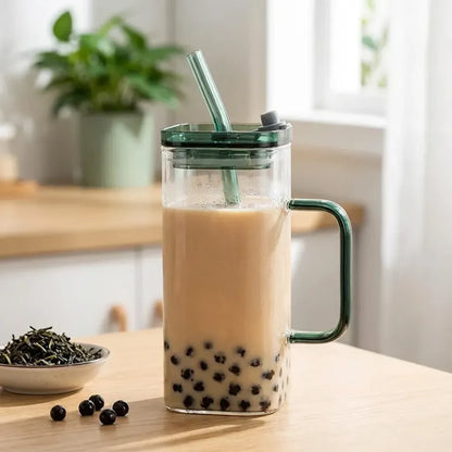 Square glass drink cup - home essentials