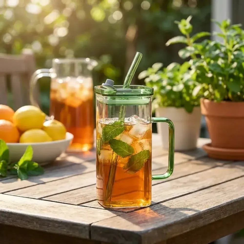 Square glass drink cup - home essentials