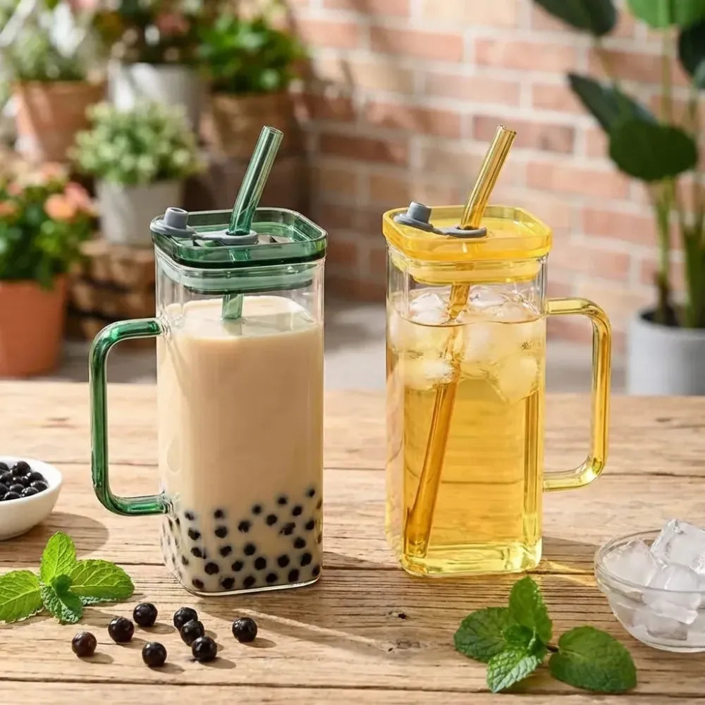 Square glass drink cup - home essentials