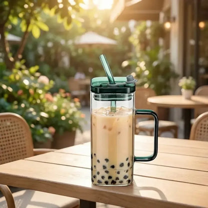 Square glass drink cup - home essentials