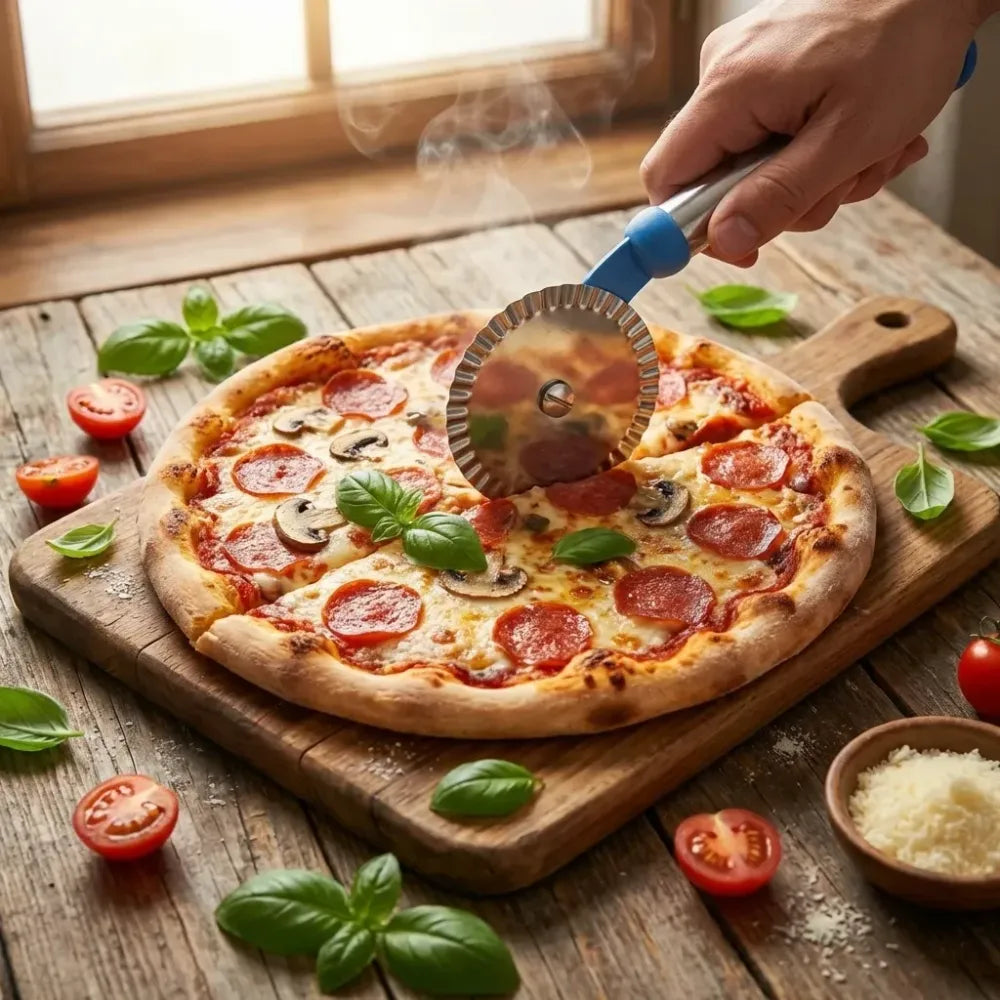 Stainless curly pizza cutter - home & kitchen