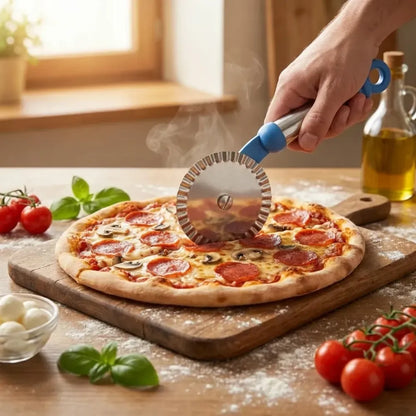 Stainless curly pizza cutter - home & kitchen