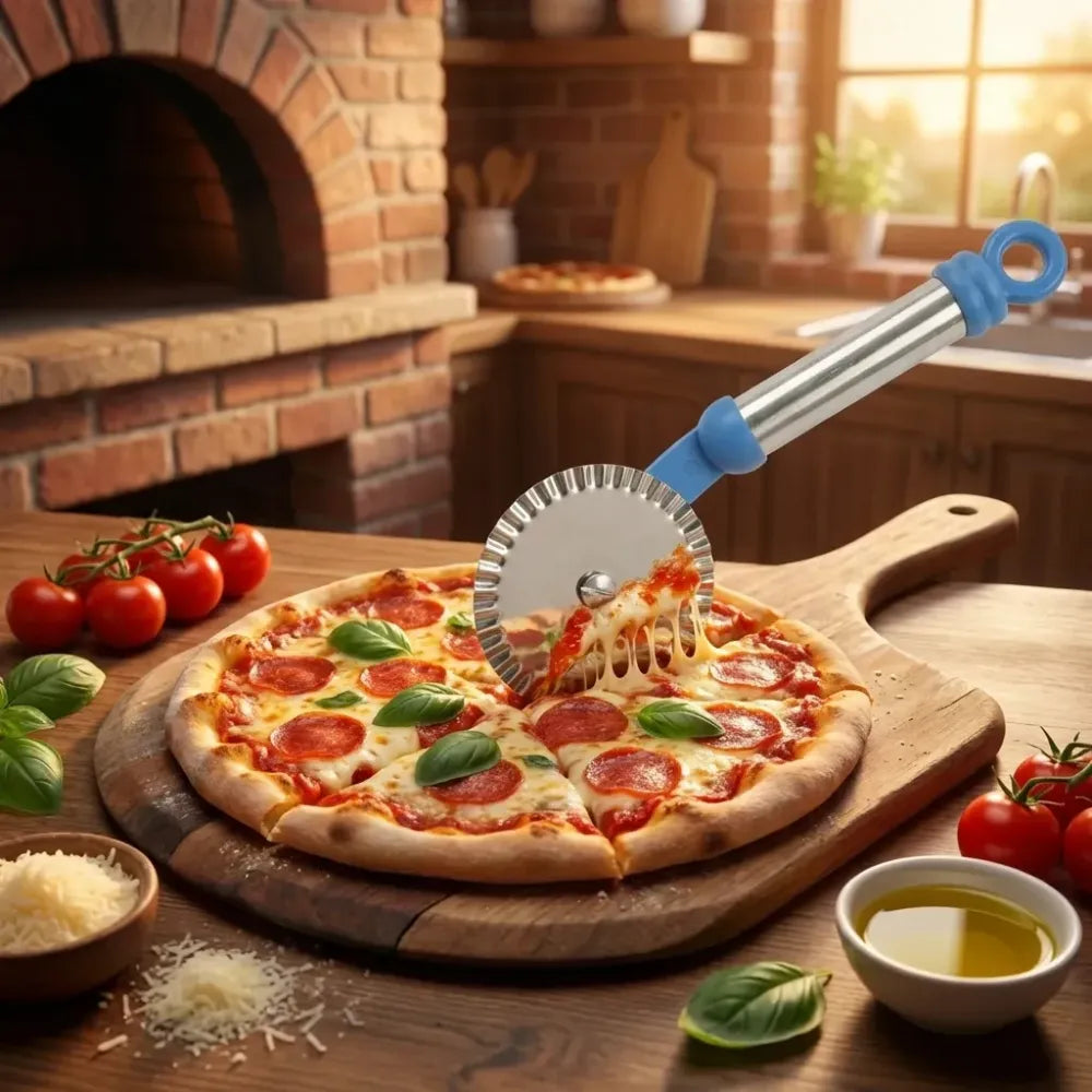 Stainless curly pizza cutter - home & kitchen