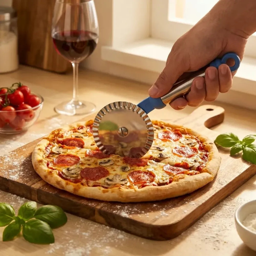 Stainless curly pizza cutter - home & kitchen