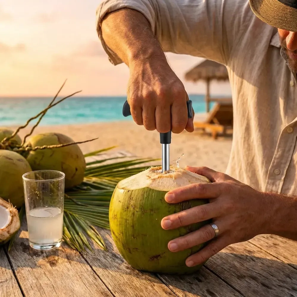 Stainless steel coconut opener tool - home & kitchen