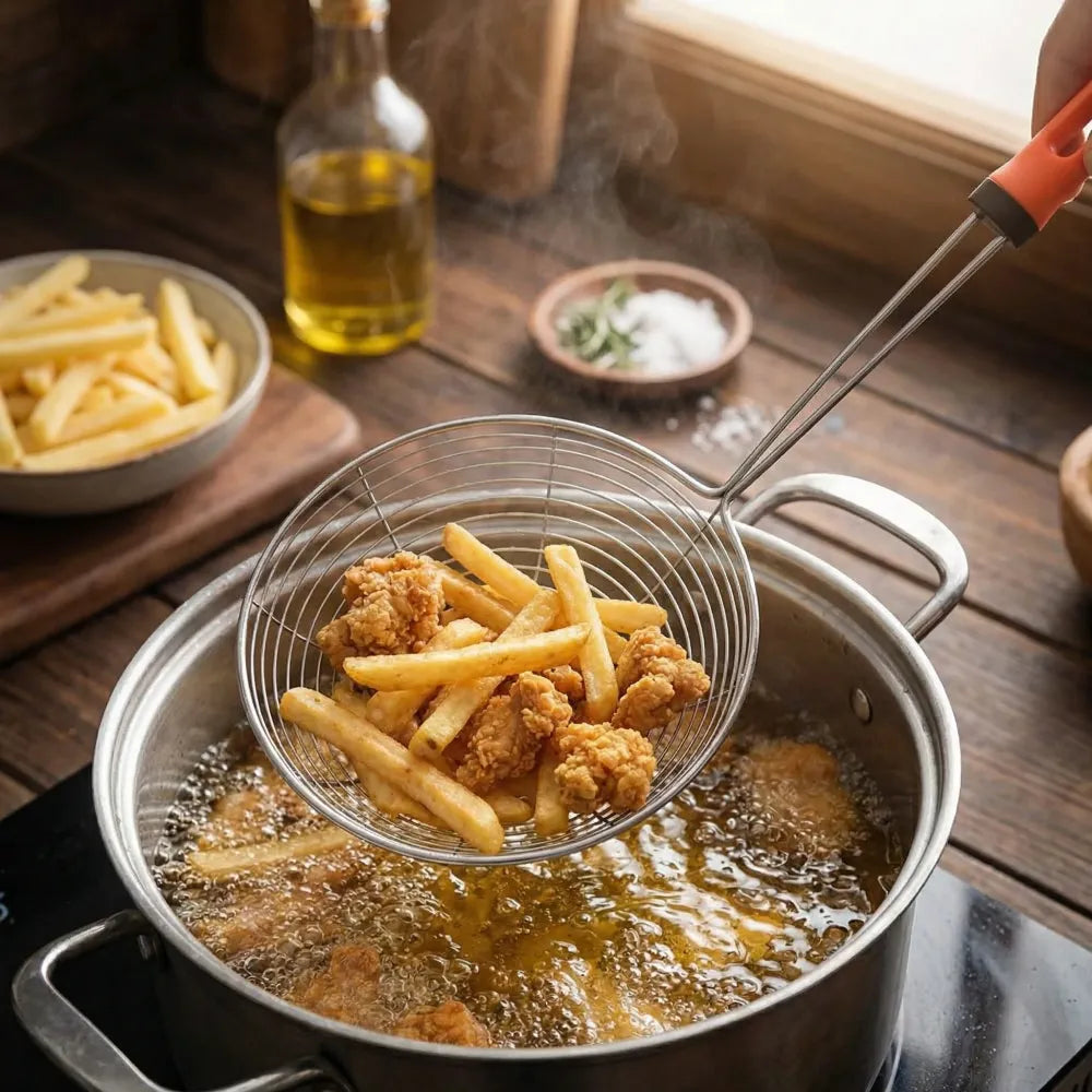 Stainless steel deep fry strainer - home & kitchen