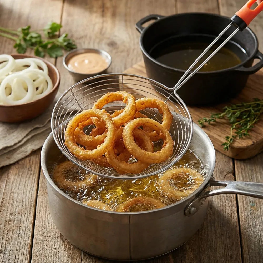 Stainless steel deep fry strainer - home & kitchen